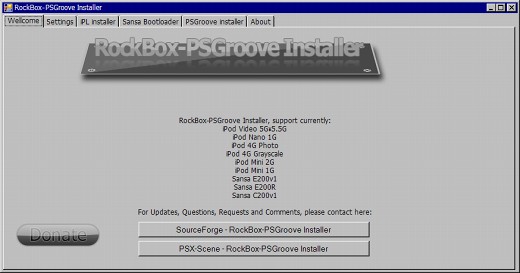 Rockbox-PSGroove Installer v1.1 GUI